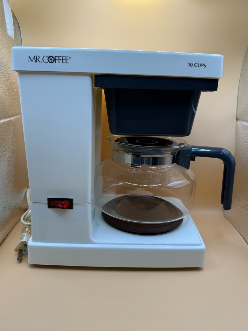 Mr. Coffee 10-Cup Drip Coffee Maker in White with Black Accents